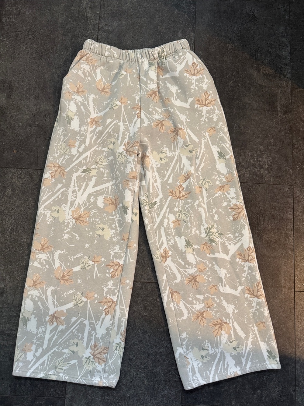 Neutral Camo Print Wide-Leg Pants